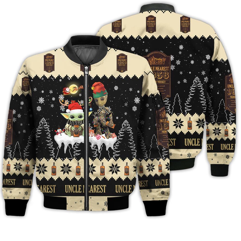 Tis The Season Christmas 2022 Baby Yoda Groot Santa Claus Deer Unisex Gift Uncle Nearest Whiskey 3D Bomber Jacket Tis The Season Christmas 2022 Baby Yoda Groot Santa Claus Deer Unisex Gift Uncle Nearest Whiskey 3D Bomber Jacket
