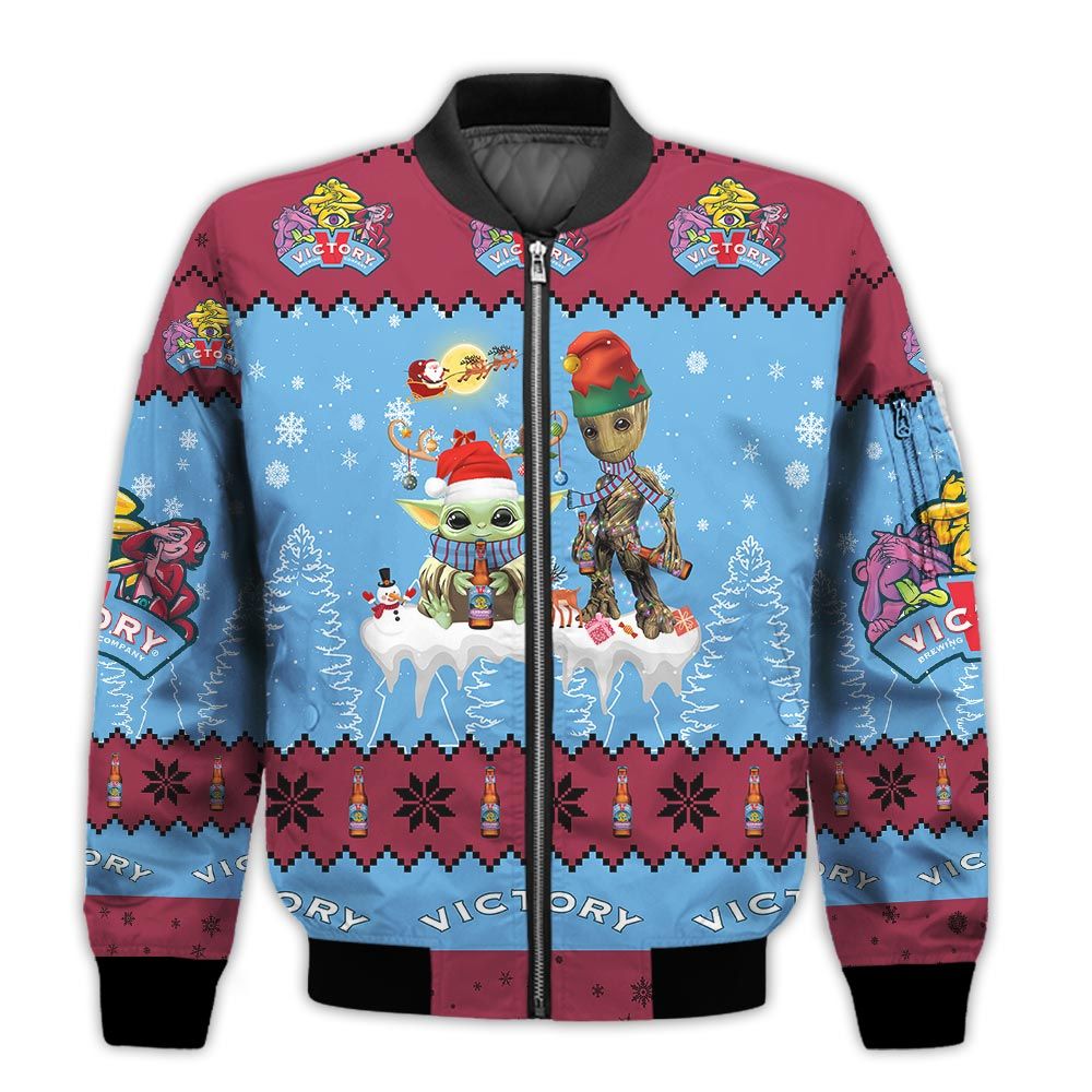 Tis-The-Season-Christmas-2022-Baby-Yoda-Groot-Santa-Claus-Deer-Unisex-Gift-Victory-Golden-Monkey-Beers-3D-Bomber-Jacket-1