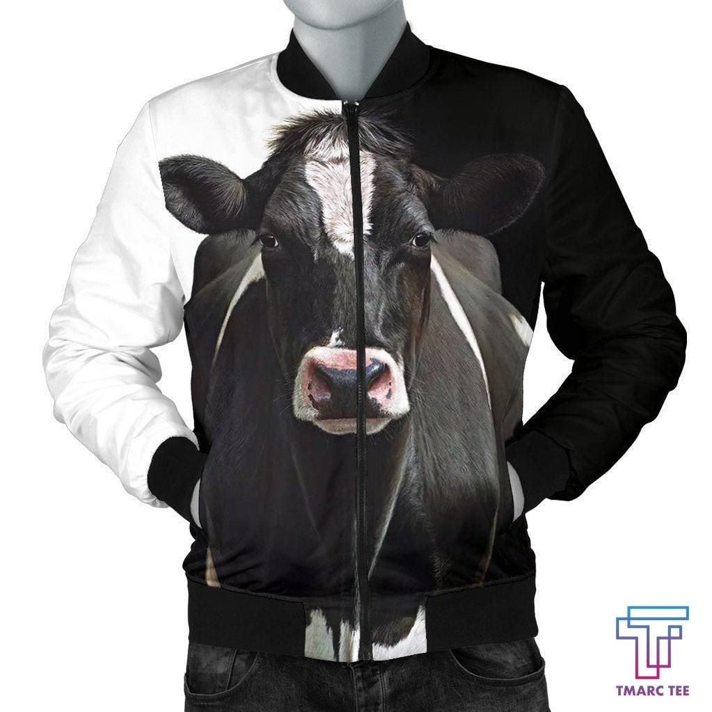 Tmarc Tee Mens Bomber Jacket - Dairy Cow Bomber Jacket Tmarc Tee Mens Bomber Jacket - Dairy Cow Bomber Jacket