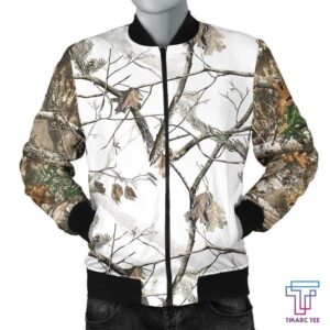 Tmarc Tee Mens Bomber Jacket - Reel Tree Snow Camo Bomber Jacket