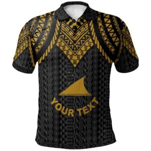 Tokelau Custom Personalised Polo Shirt - Polynesian Armor Style Gold - BN39