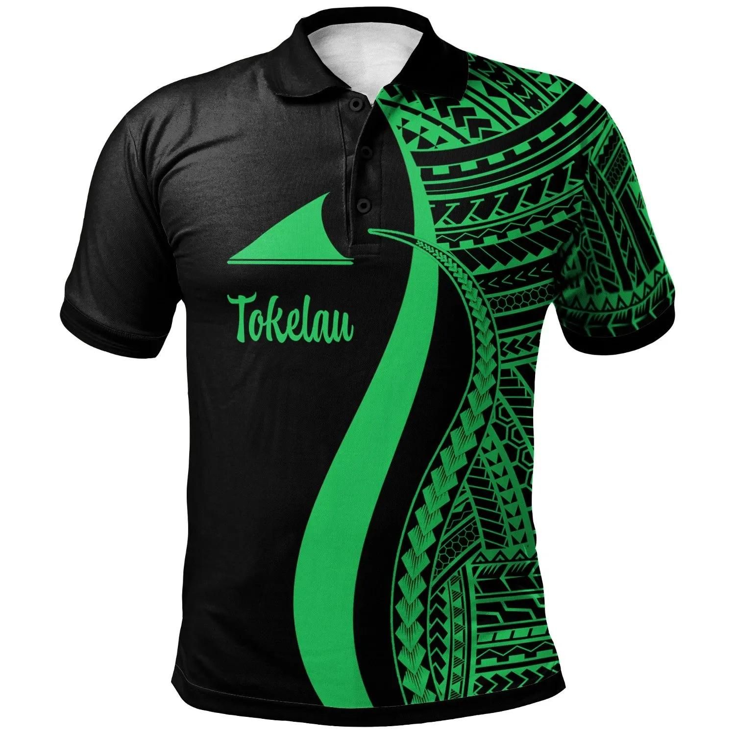 Tokelau Polo Shirt Green - Polynesian Tentacle Tribal Pattern - BN11 Tokelau Polo Shirt Green - Polynesian Tentacle Tribal Pattern - BN11
