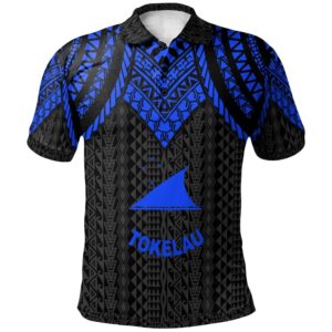 Tokelau Polo Shirt - Polynesian Armor Style Blue - BN39