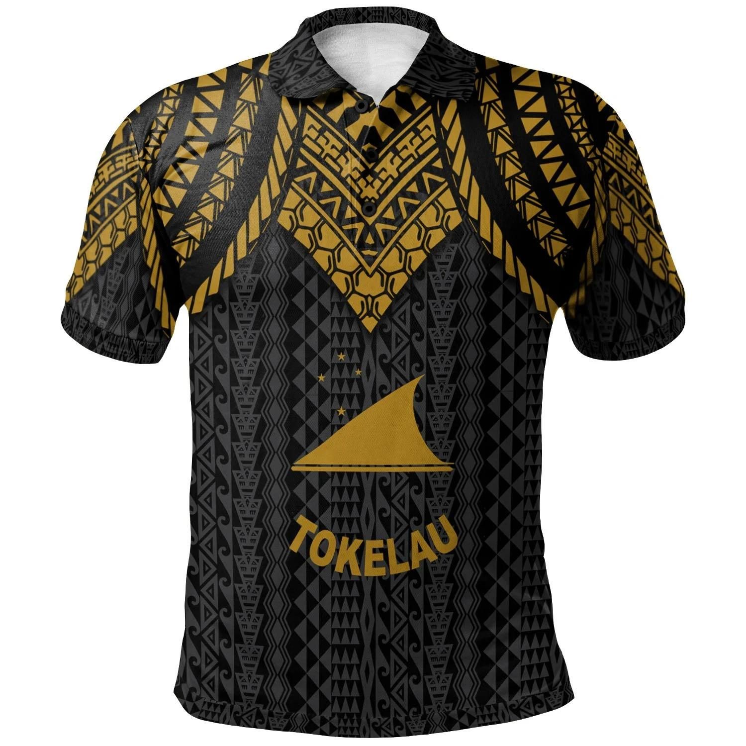 Tokelau Polo Shirt - Polynesian Armor Style Gold - BN39 Tokelau Polo Shirt - Polynesian Armor Style Gold - BN39