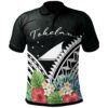 Tokelau Polo Shirt - Tokelau Coat of Arms & Polynesian Tropical Flowers White - BN22
