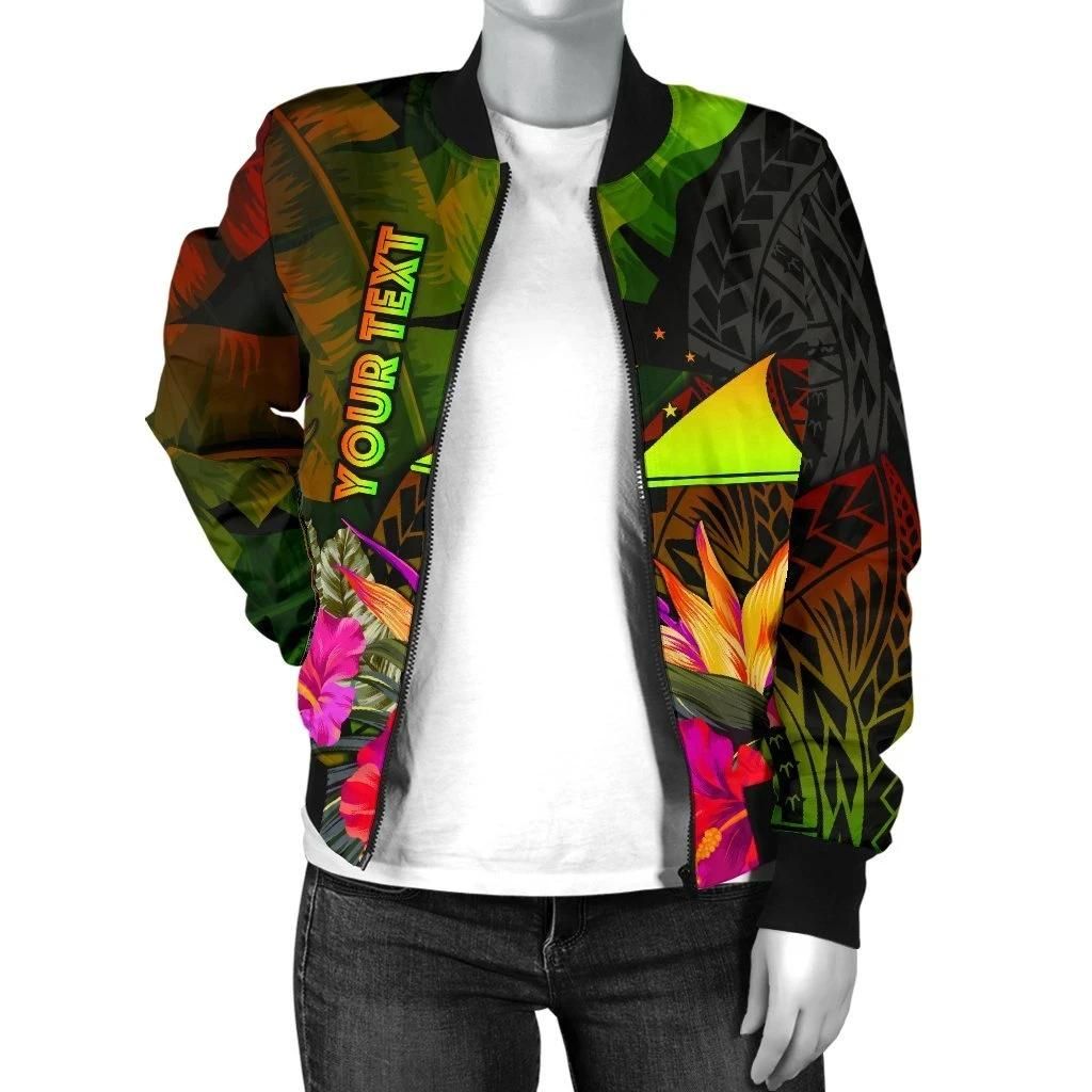 Tokelau-Polynesian-Personalised-Womens-Bomber-Jacket-Hibiscus-and-Banana-Leaves-BN15-Bomber-Jacket-2