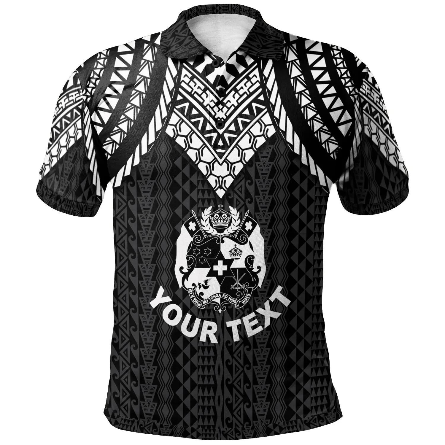 Tonga Custom Personalised Polo Shirt - Polynesian Armor Style Black - BN39 Tonga Custom Personalised Polo Shirt - Polynesian Armor Style Black - BN39