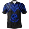 Tonga Custom Personalised Polo Shirt - Polynesian Armor Style Blue - BN39