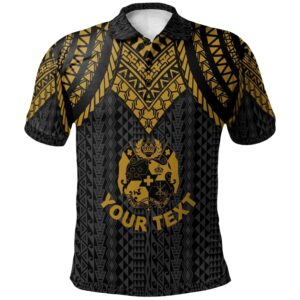 Tonga Custom Personalised Polo Shirt - Polynesian Armor Style Gold - BN39