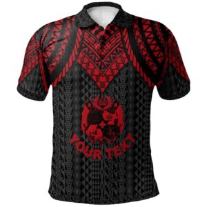 Tonga Custom Personalised Polo Shirt - Polynesian Armor Style Red - BN39