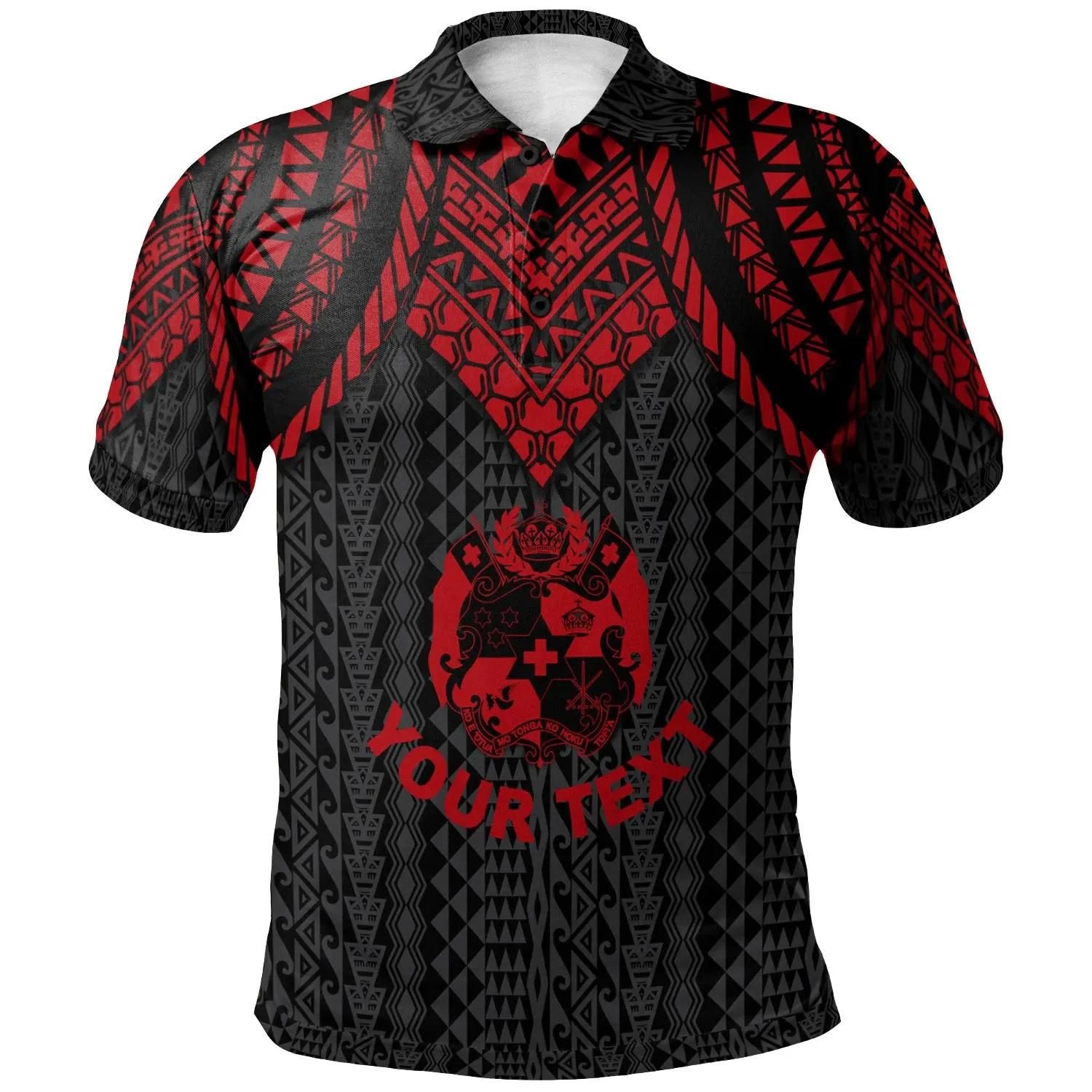 Tonga Custom Personalised Polo Shirt - Polynesian Armor Style Red - BN39 Tonga Custom Personalised Polo Shirt - Polynesian Armor Style Red - BN39