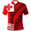 Tonga Custom Personalised Polo Shirt - Unique Barcode Black Red - BN20