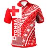 Tonga Custom Personalised Polo Shirt - Unique Barcode White Red - BN20