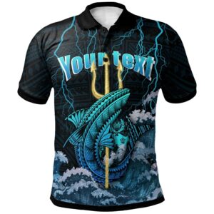 Tonga Custom Personalized Polo Shirt - Trident Thunder Shark - BN29