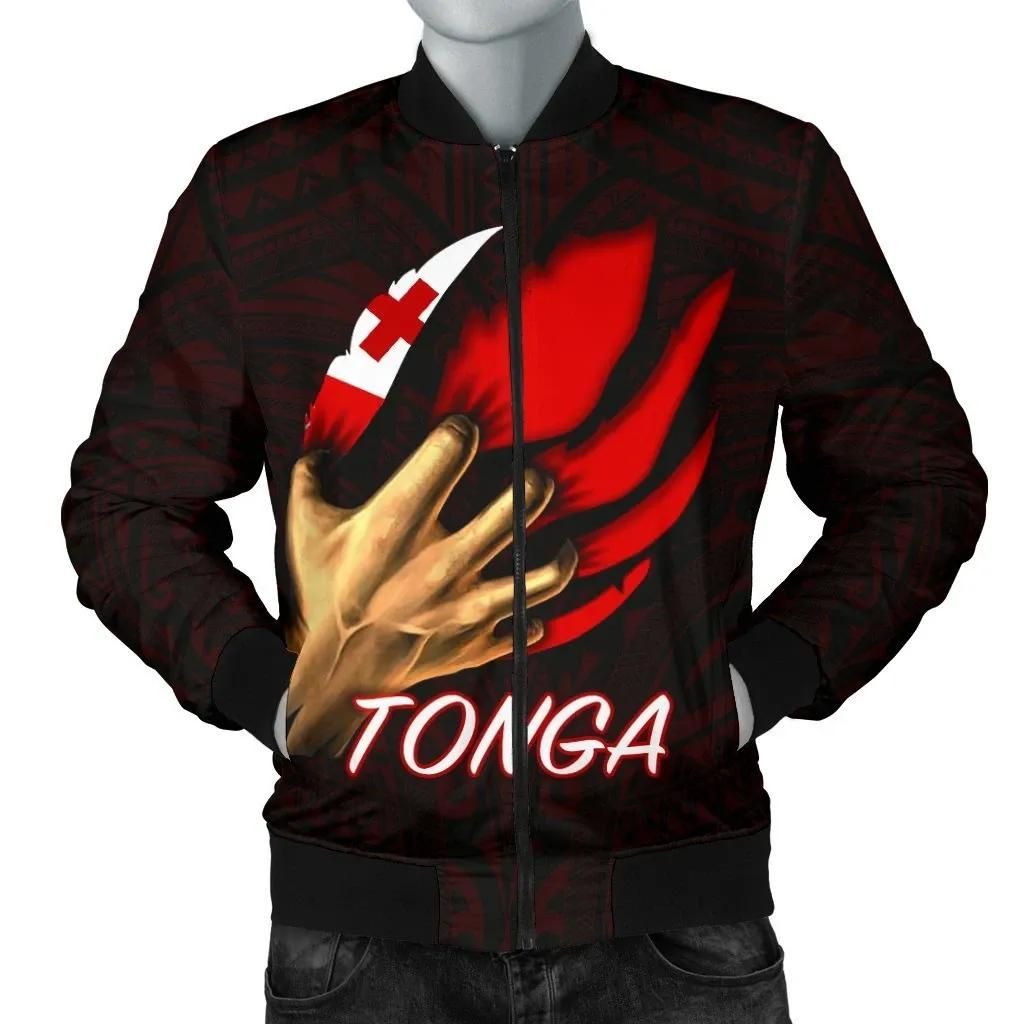 Tonga Men's Bomber Jacket - Tonga In Me (Red) - BN25 Bomber Jacket Tonga Men's Bomber Jacket - Tonga In Me (Red) - BN25 Bomber Jacket