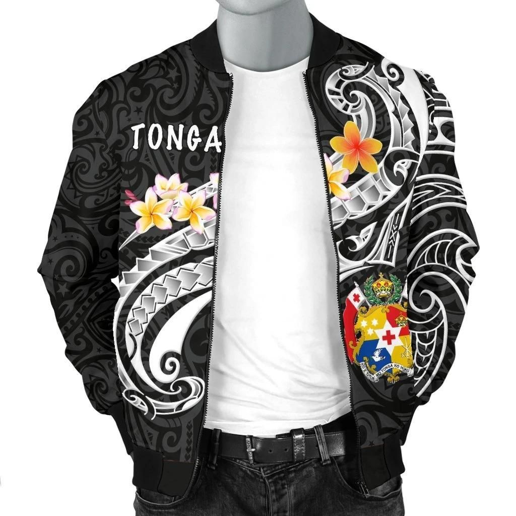 Tonga-Mens-Bomber-Jacket-Tonga-Seal-Polynesian-Patterns-Plumeria-Black-BN25-Bomber-Jacket-2