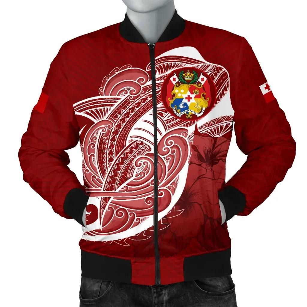 Tonga Men's Bomber Jackethark Coat Of Arms TH4 Bomber Jacket Tonga Men's Bomber Jackethark Coat Of Arms TH4 Bomber Jacket