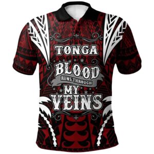 Tonga Polo Shirt - Blood Runs Through My Veins Style Flag - BN39