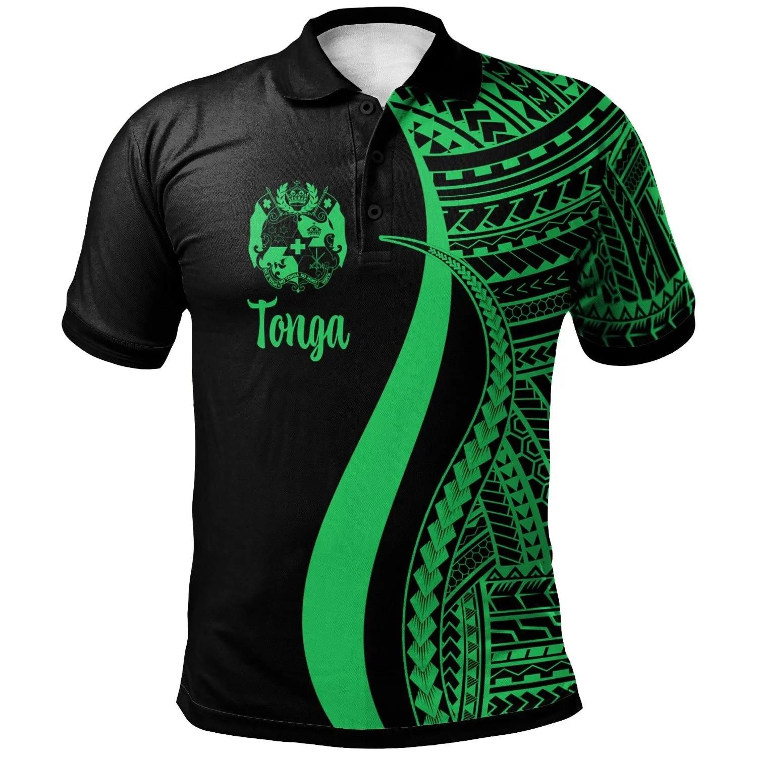 Tonga Polo Shirt Green - Polynesian Tentacle Tribal Pattern - BN11 Tonga Polo Shirt Green - Polynesian Tentacle Tribal Pattern - BN11