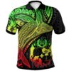 Tonga Polo Shirt - Humpback Whale & Coat of Arms Reggae - BN1922