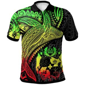 Tonga Polo Shirt - Humpback Whale & Coat of Arms Reggae - BN1922