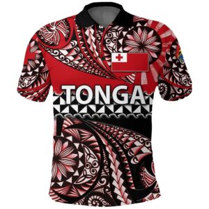 Tonga Polo Shirt Polynesian Tattoo Tongan Tapa K4