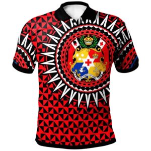 Tonga Polo Shirt - Tonga Manulua Pattern Red Black Color - BN20