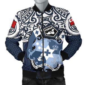 Tonga Polynesian Bomber Jacket (Men)  - Tongan Pride (Blue) - BN15 Bomber Jacket