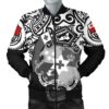 Tonga Polynesian Bomber Jacket (Men)  - Tongan Pride (White) - BN15 Bomber Jacket