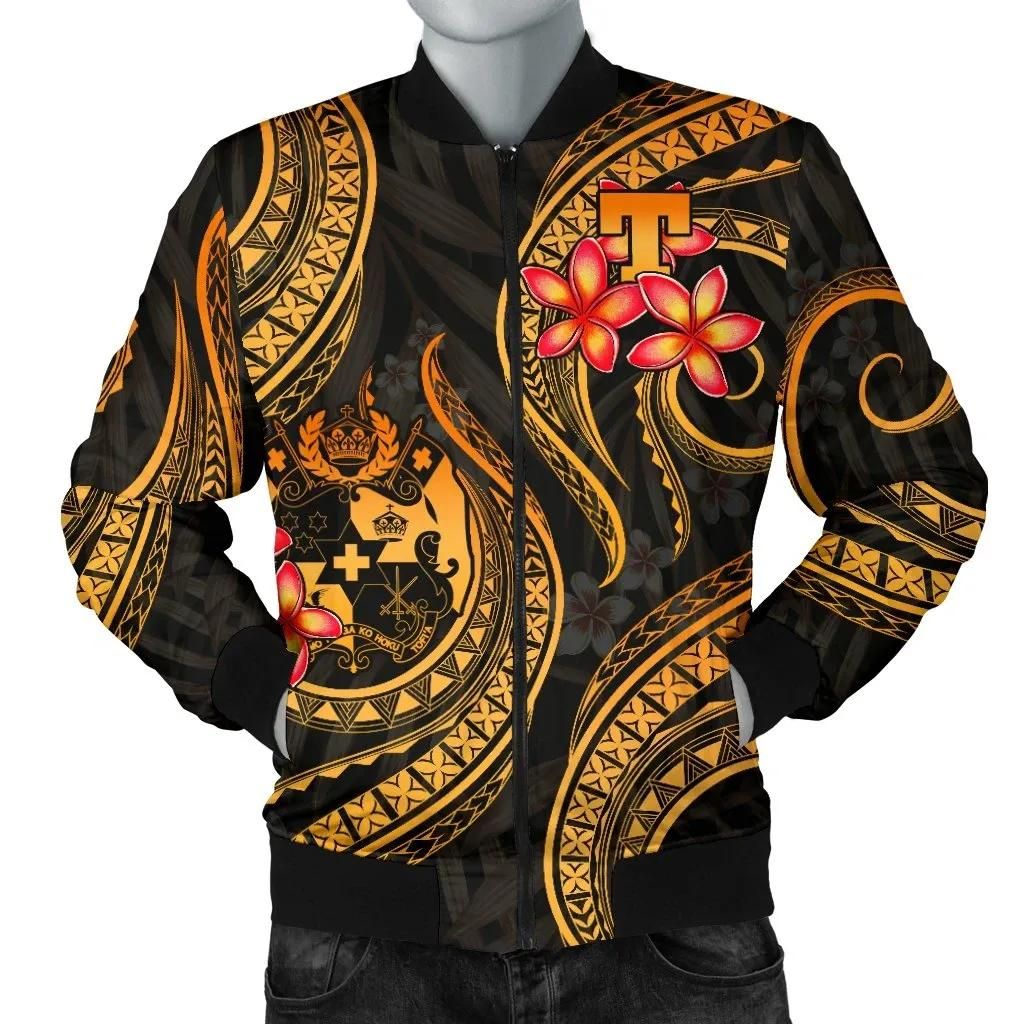 Tonga-Polynesian-Men-Bomber-Jacket-Gold-Plumeria-BN11-Bomber-Jacket-1
