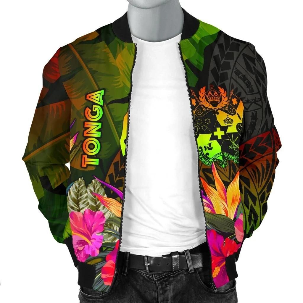 Tonga-Polynesian-Mens-Bomber-Jacket-Hibiscus-and-Banana-Leaves-BN15-Bomber-Jacket-2