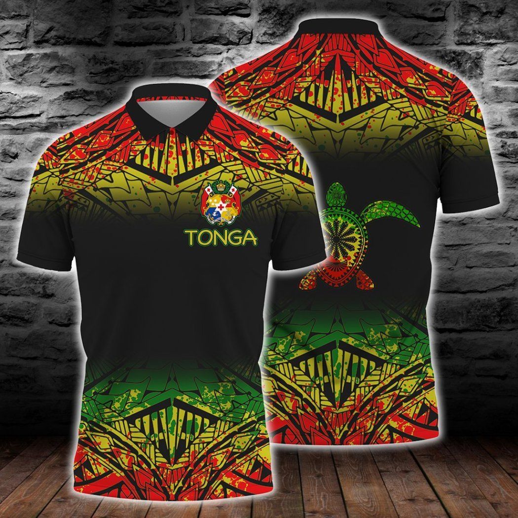 Tonga Polynesian Turtle Tattoo Fog Reggae Polo Shirt All Over Print Tonga Polynesian Turtle Tattoo Fog Reggae Polo Shirt All Over Print