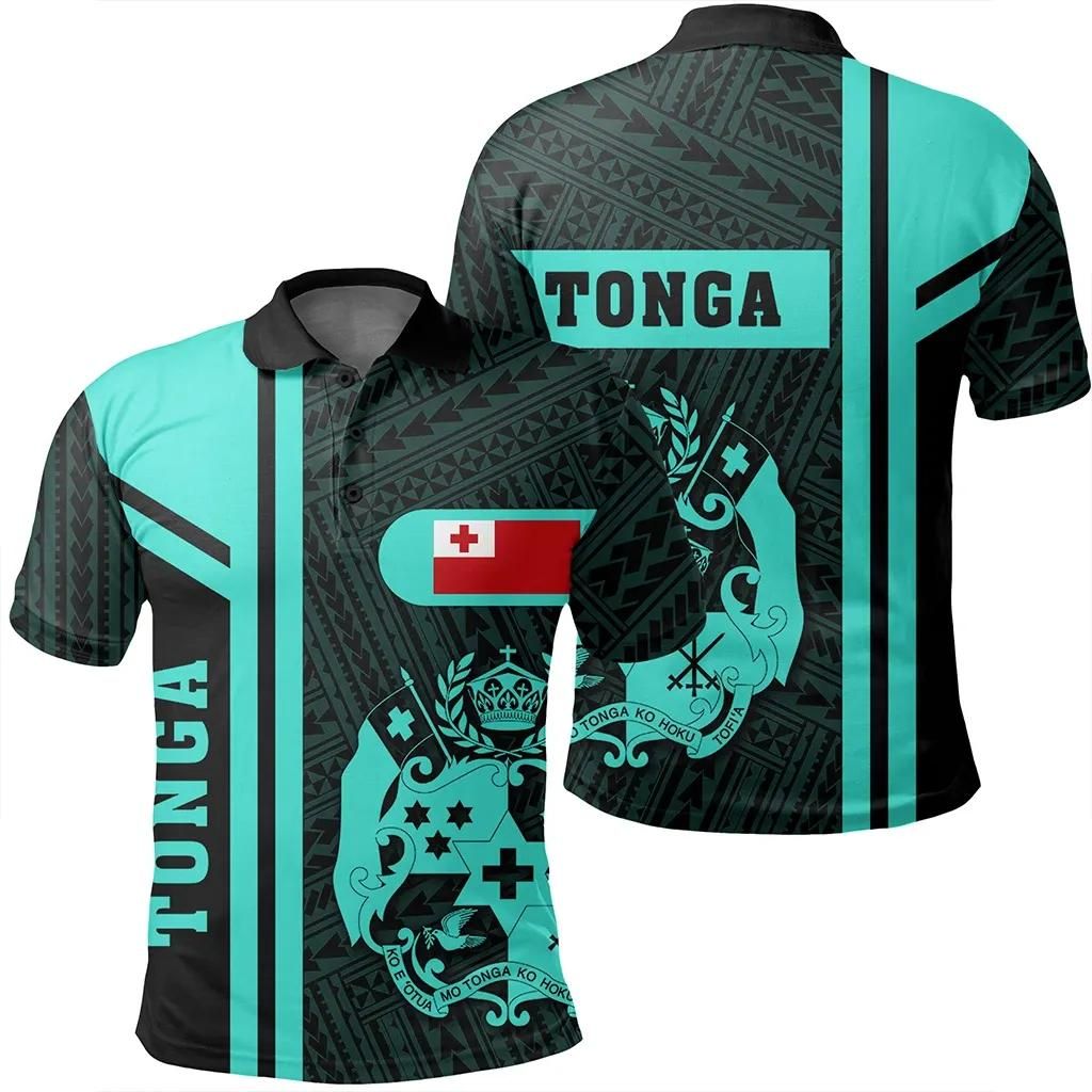 Tonga Turquoise Polo Shirt- Boba Style - AH - J14 Tonga Turquoise Polo Shirt- Boba Style - AH - J14