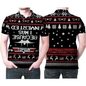Top Guns Because I Was Inverted Christmas Knitting Pattern Christmas 3D Polo Shirt