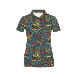 Travel Stamp Colorful Print Design Lks304 Women'S Polo Shirt
