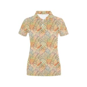 Travel Stamp Print Design Lks302 Women'S Polo Shirt