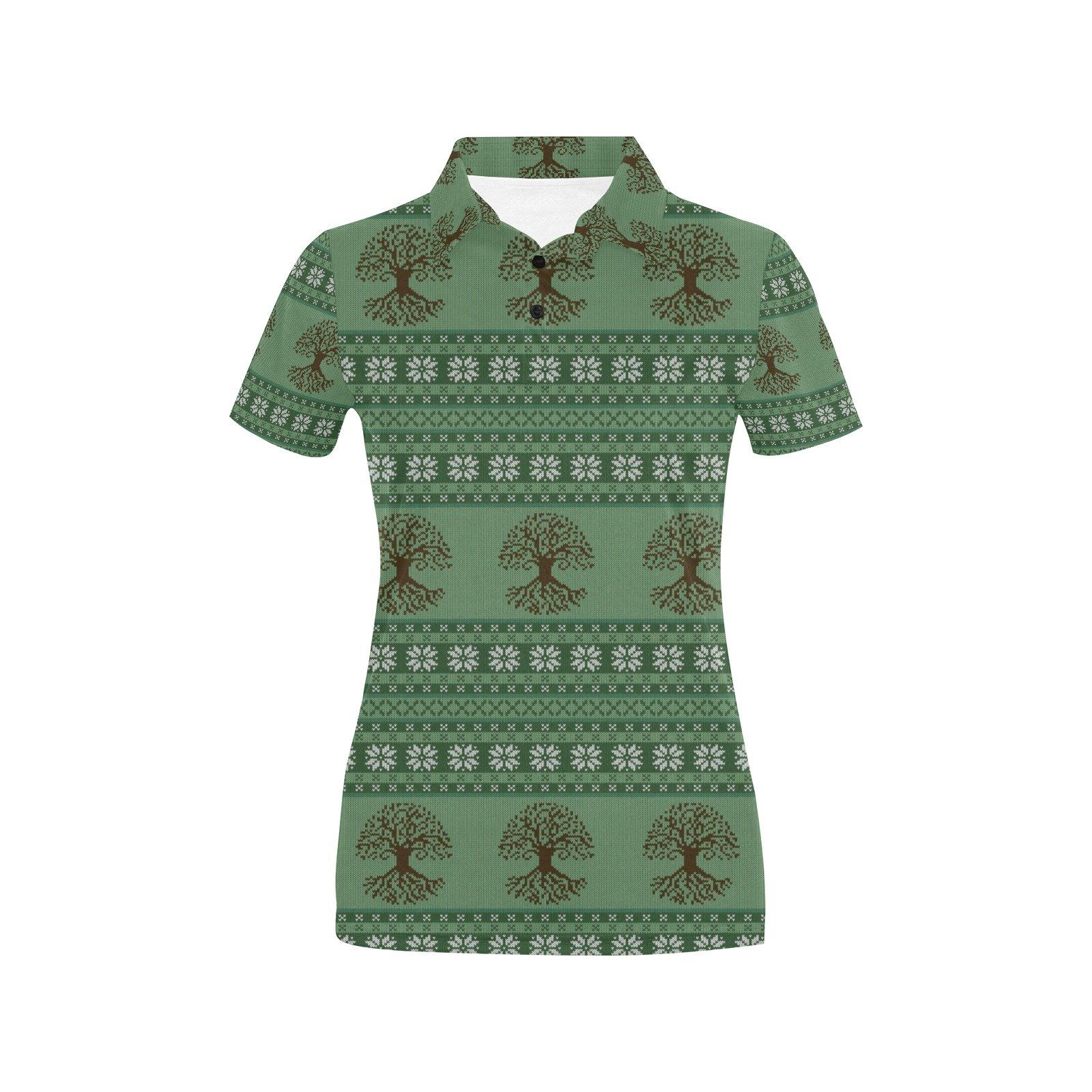 Tree Of Life Knit Style Print Design Lks301 Women'S Polo Shirt Tree Of Life Knit Style Print Design Lks301 Women'S Polo Shirt
