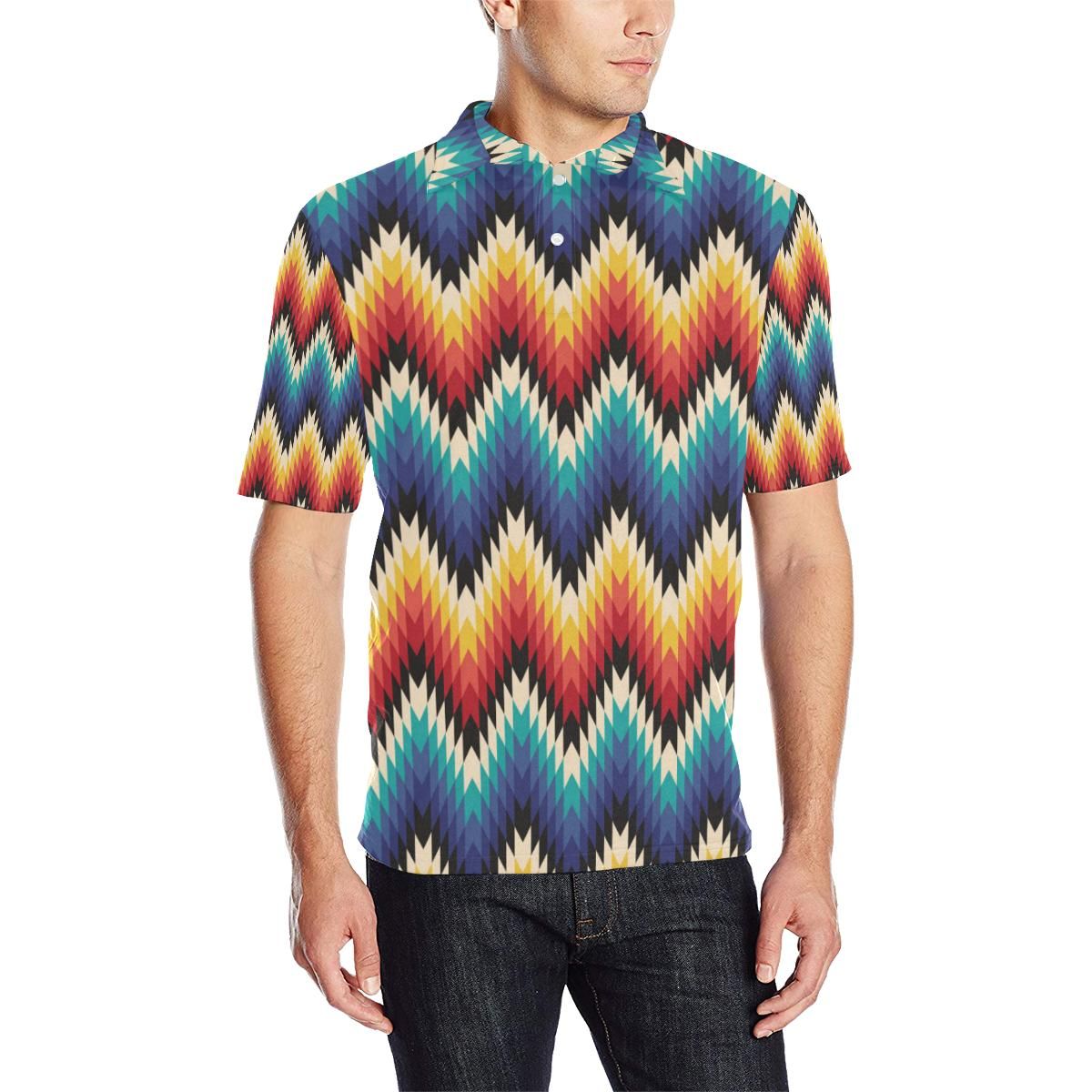 Tribal Aztec Men Polo Shirt Tribal Aztec Men Polo Shirt