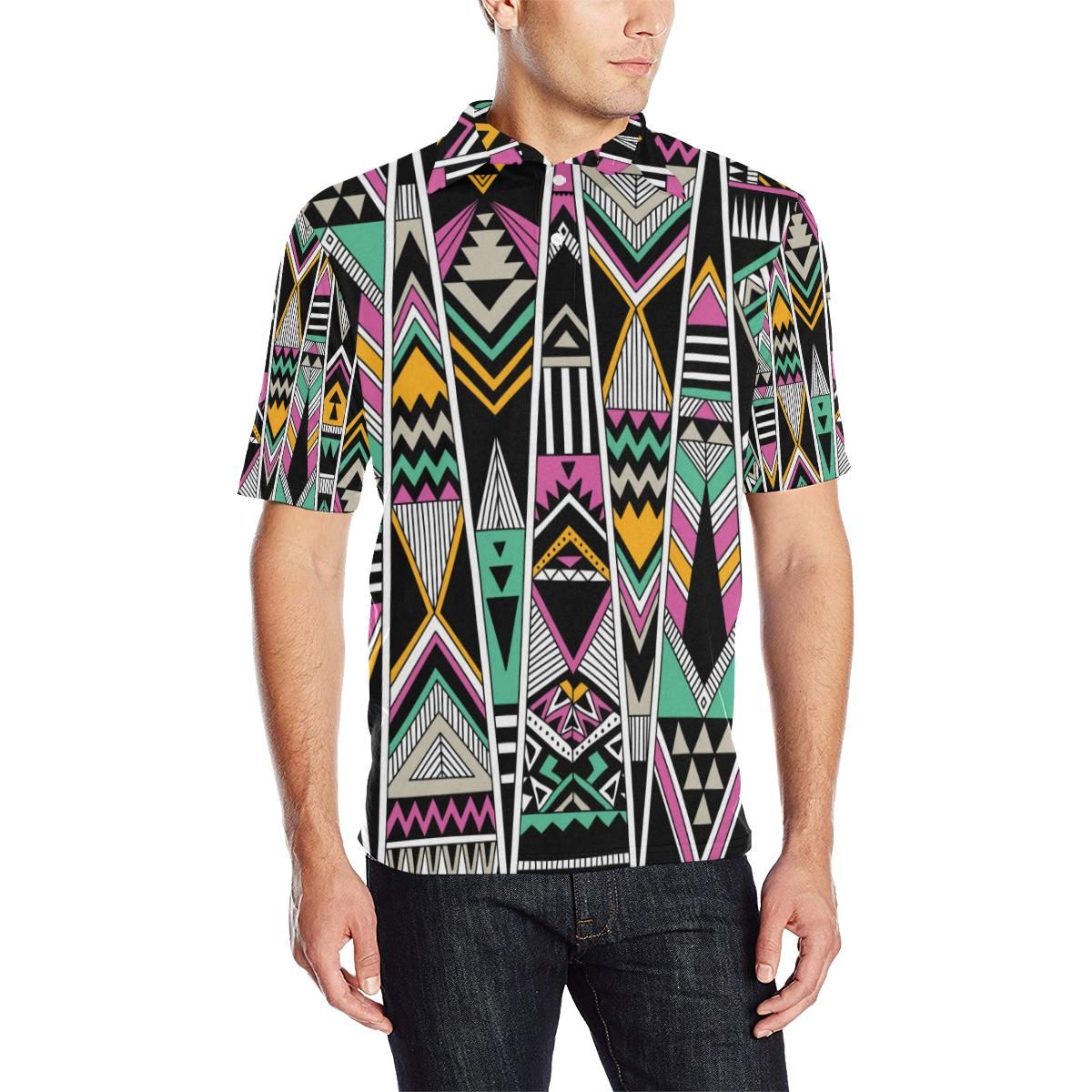 Tribal Aztec Triangle Men Polo Shirt Tribal Aztec Triangle Men Polo Shirt