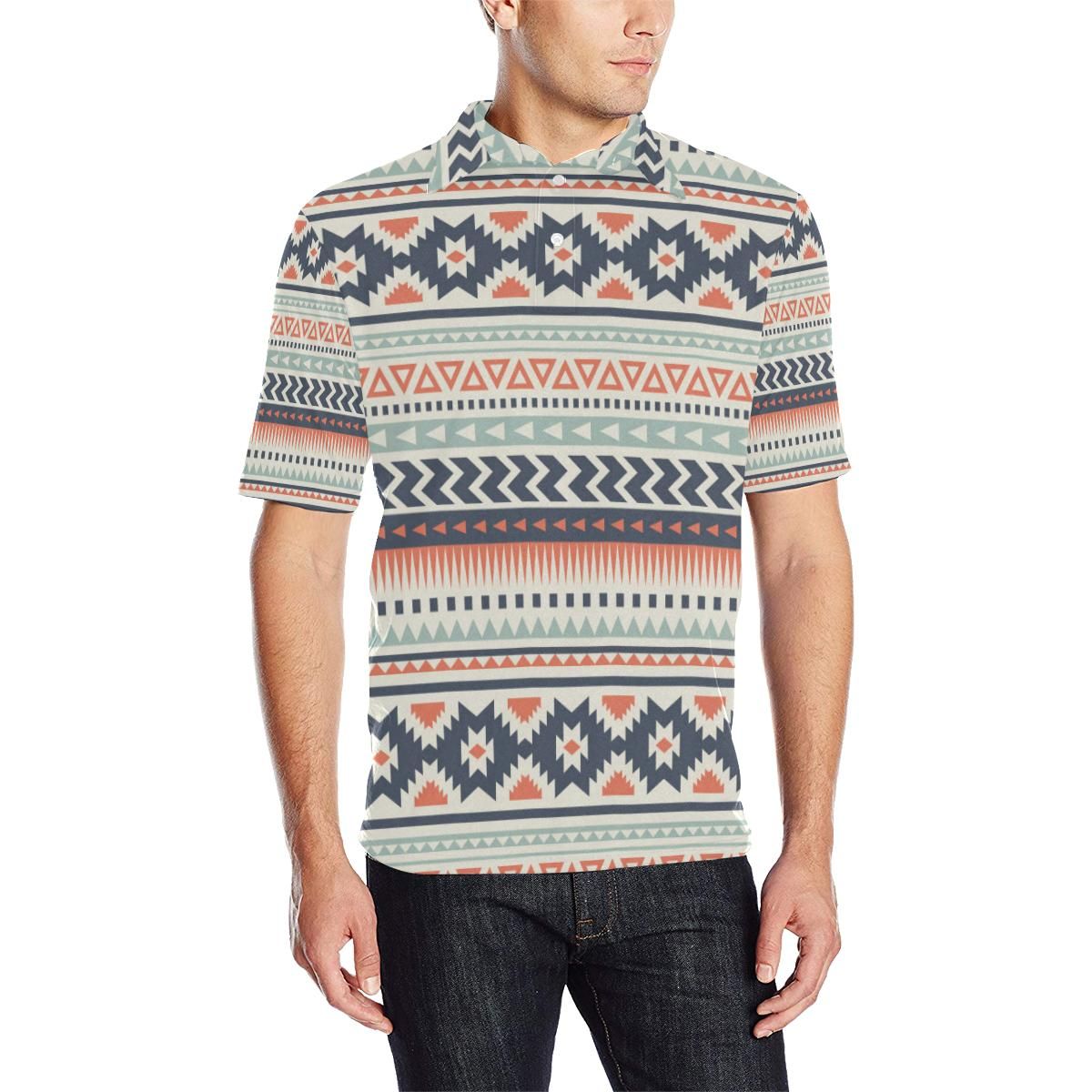 Tribal Aztec Vintage Pattern Men Polo Shirt Tribal Aztec Vintage Pattern Men Polo Shirt