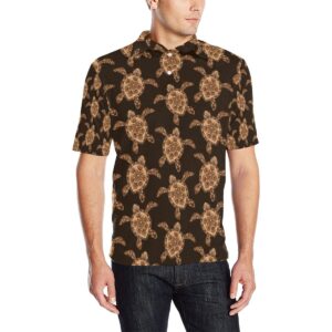 Tribal Sea Turtle Pattern Print Design T09 Men Polo Shirt