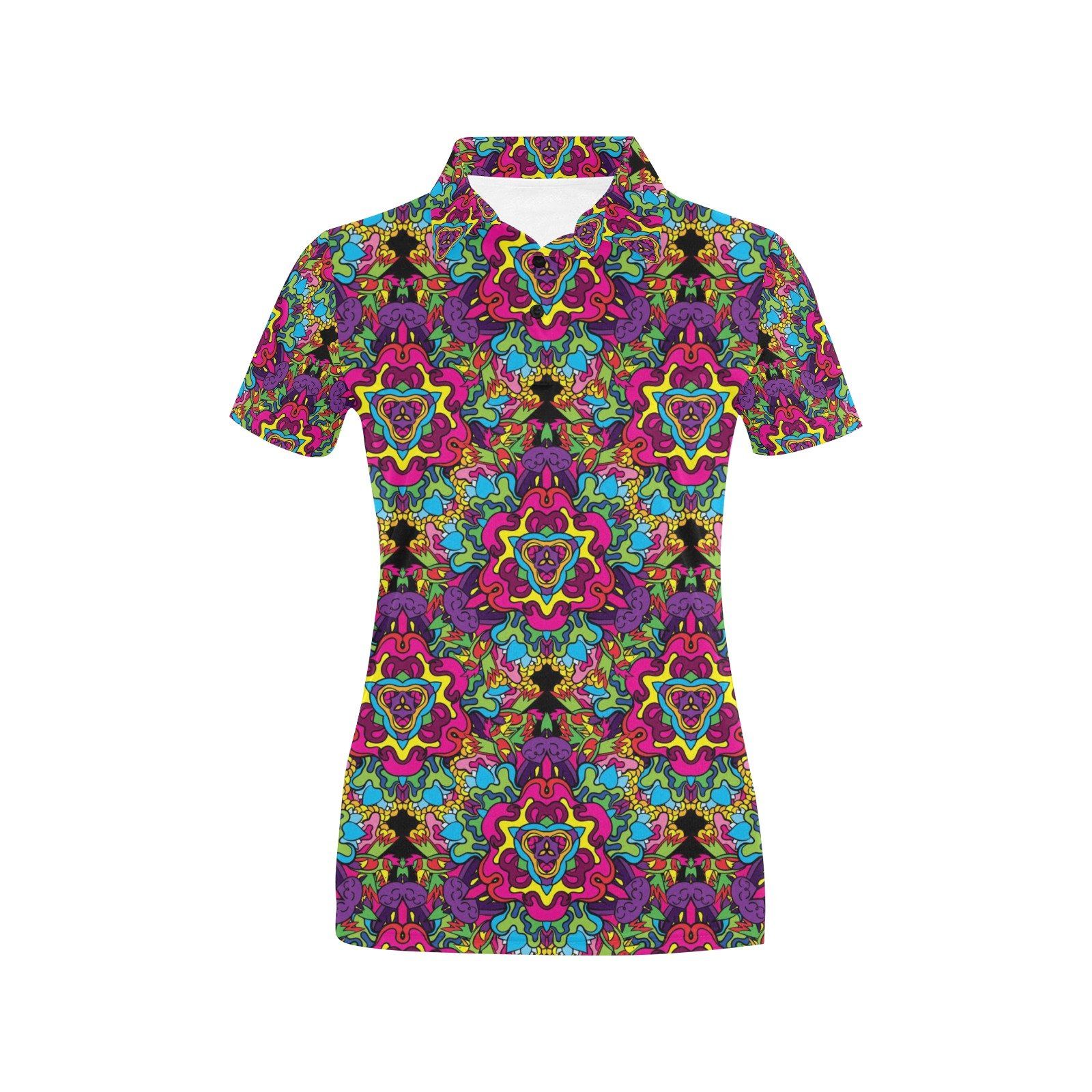 Trippy Print Design Lks303 Women'S Polo Shirt Trippy Print Design Lks303 Women'S Polo Shirt