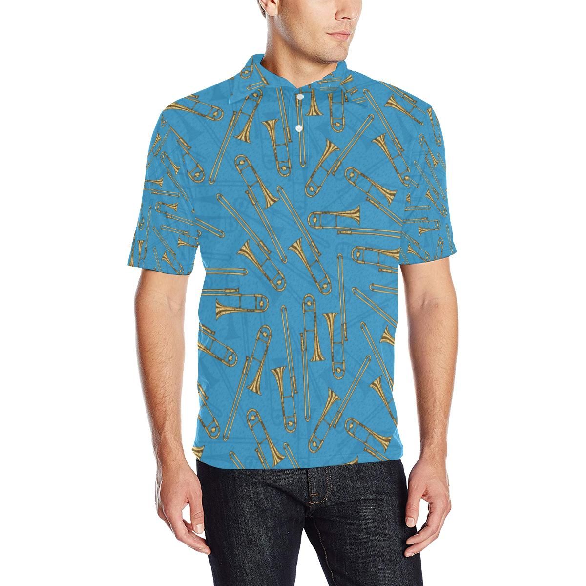 Trombone Pattern Print Design 01 Men Polo Shirt Trombone Pattern Print Design 01 Men Polo Shirt