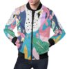 Tropical Flamingo Palm Leaves Hawaiian Pattern Print Mens Bomber Jacket