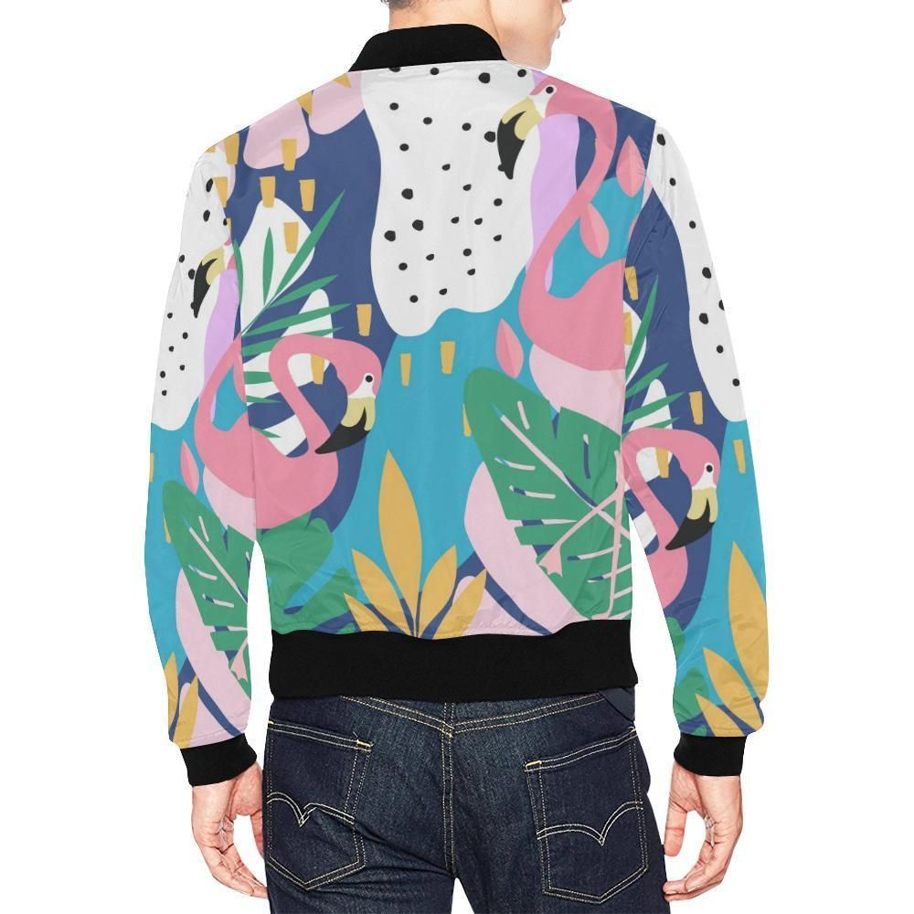Tropical-Flamingo-Palm-Leaves-Hawaiian-Pattern-Print-Mens-Bomber-Jacket-2