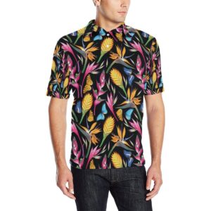 Tropical Flower Pattern Print Design Tf016 Men Polo Shirt