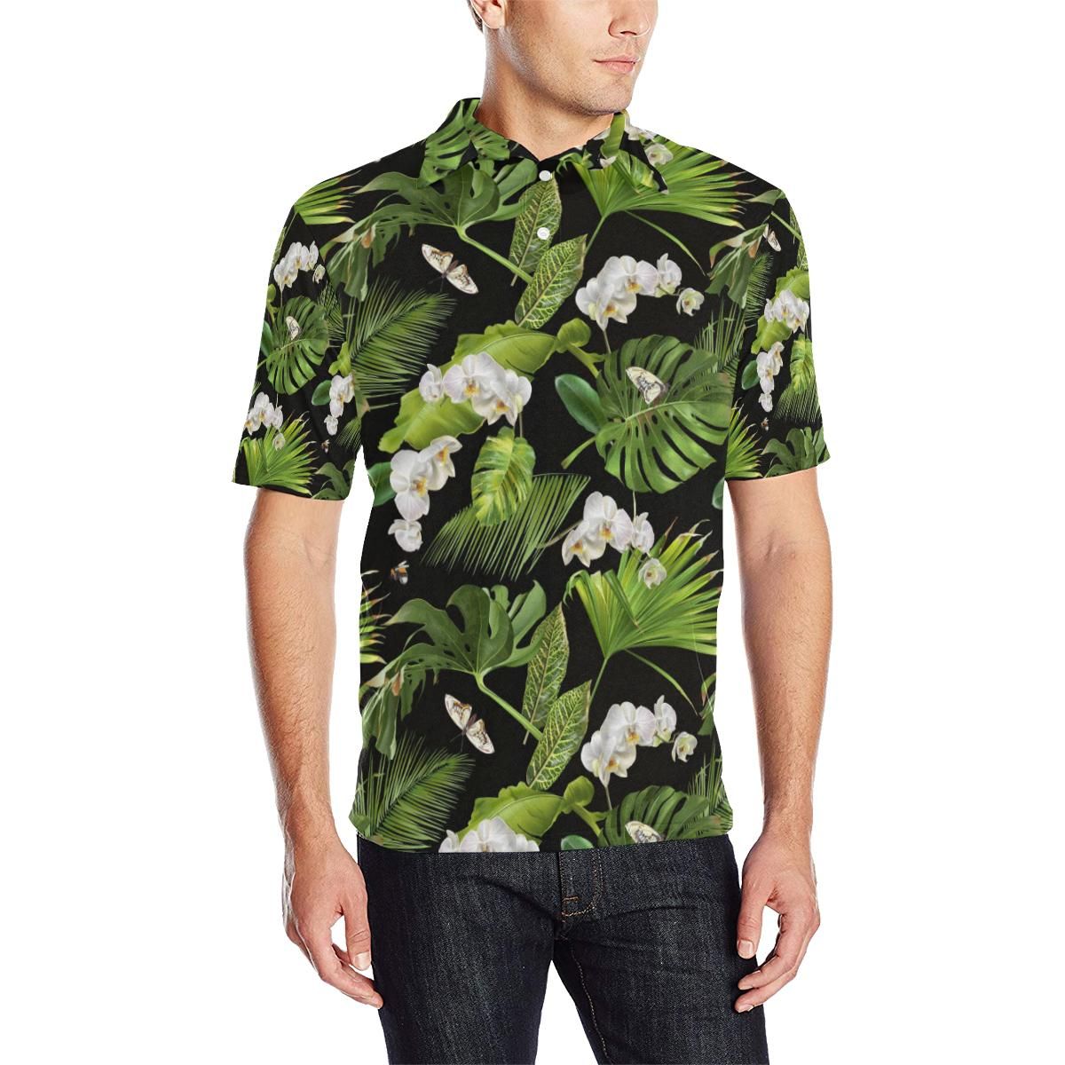 Tropical Flower Pattern Print Design Tf026 Men Polo Shirt Tropical Flower Pattern Print Design Tf026 Men Polo Shirt