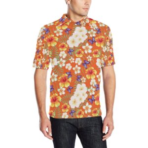 Tropical Flower Pattern Print Design Tf027 Men Polo Shirt