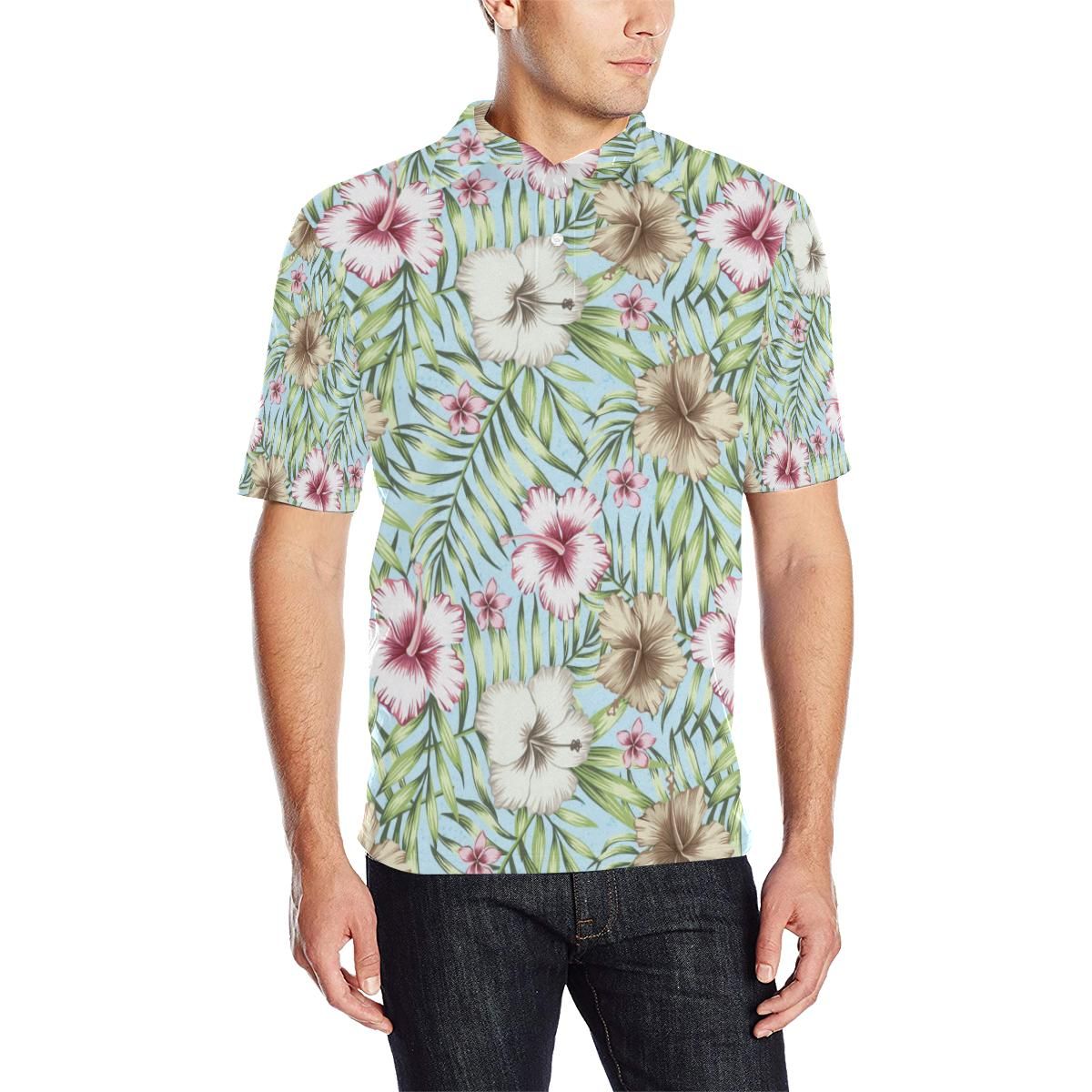 Tropical Flower Pattern Print Design Tf05 Men Polo Shirt Tropical Flower Pattern Print Design Tf05 Men Polo Shirt