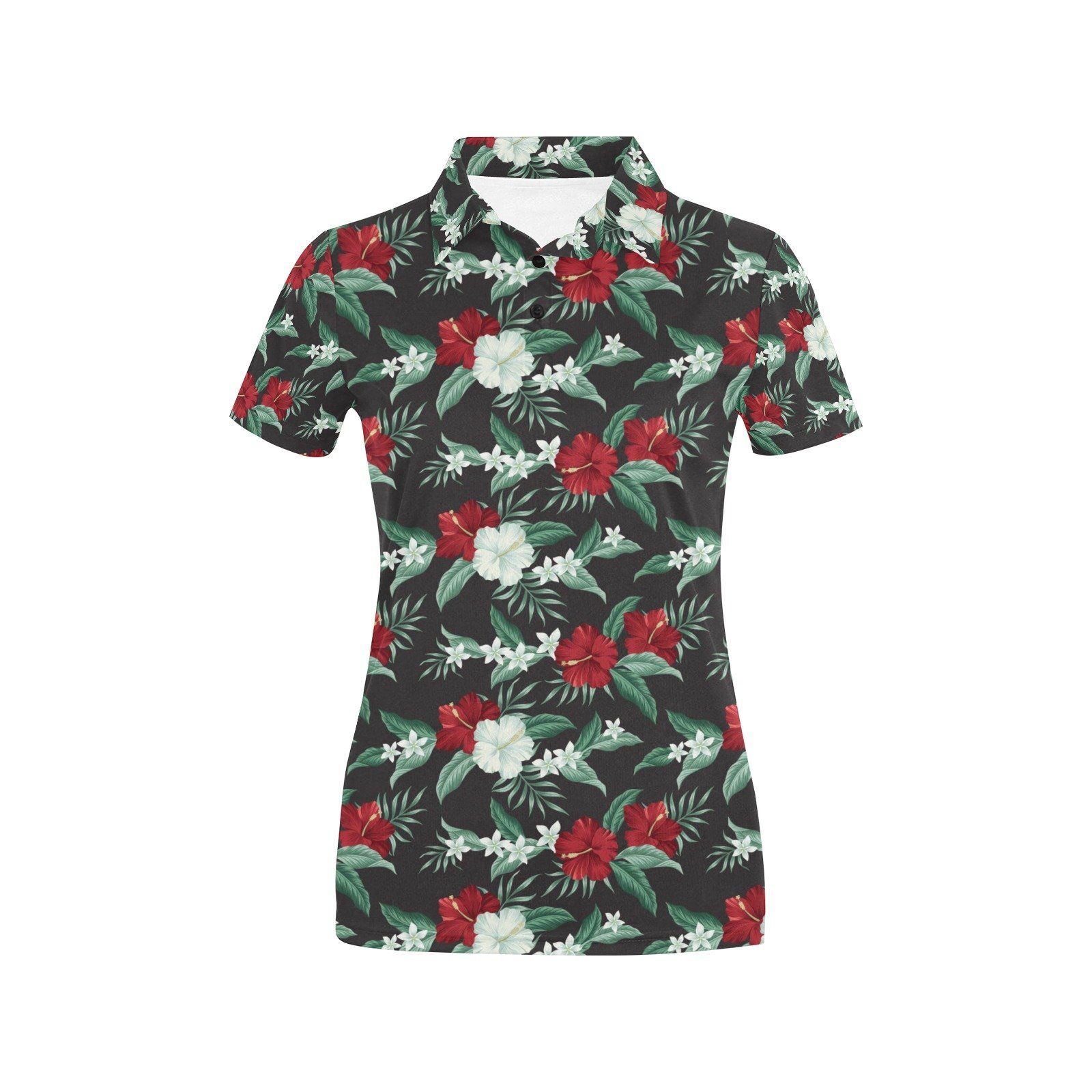 Tropical Flower Print Design Lks303 Women'S Polo Shirt Tropical Flower Print Design Lks303 Women'S Polo Shirt